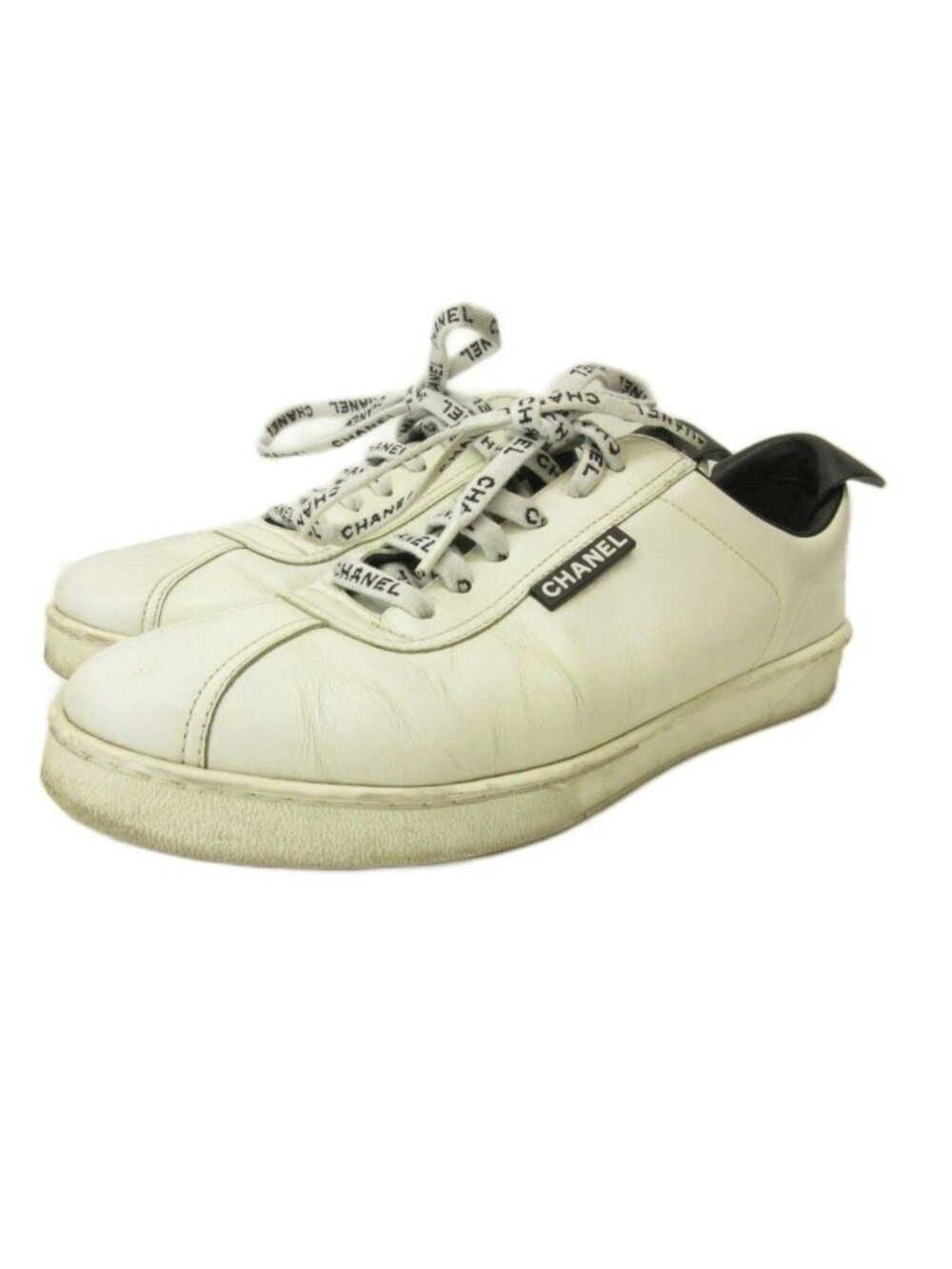 Chanel CC Logo Sneakers Low Cut Leather White